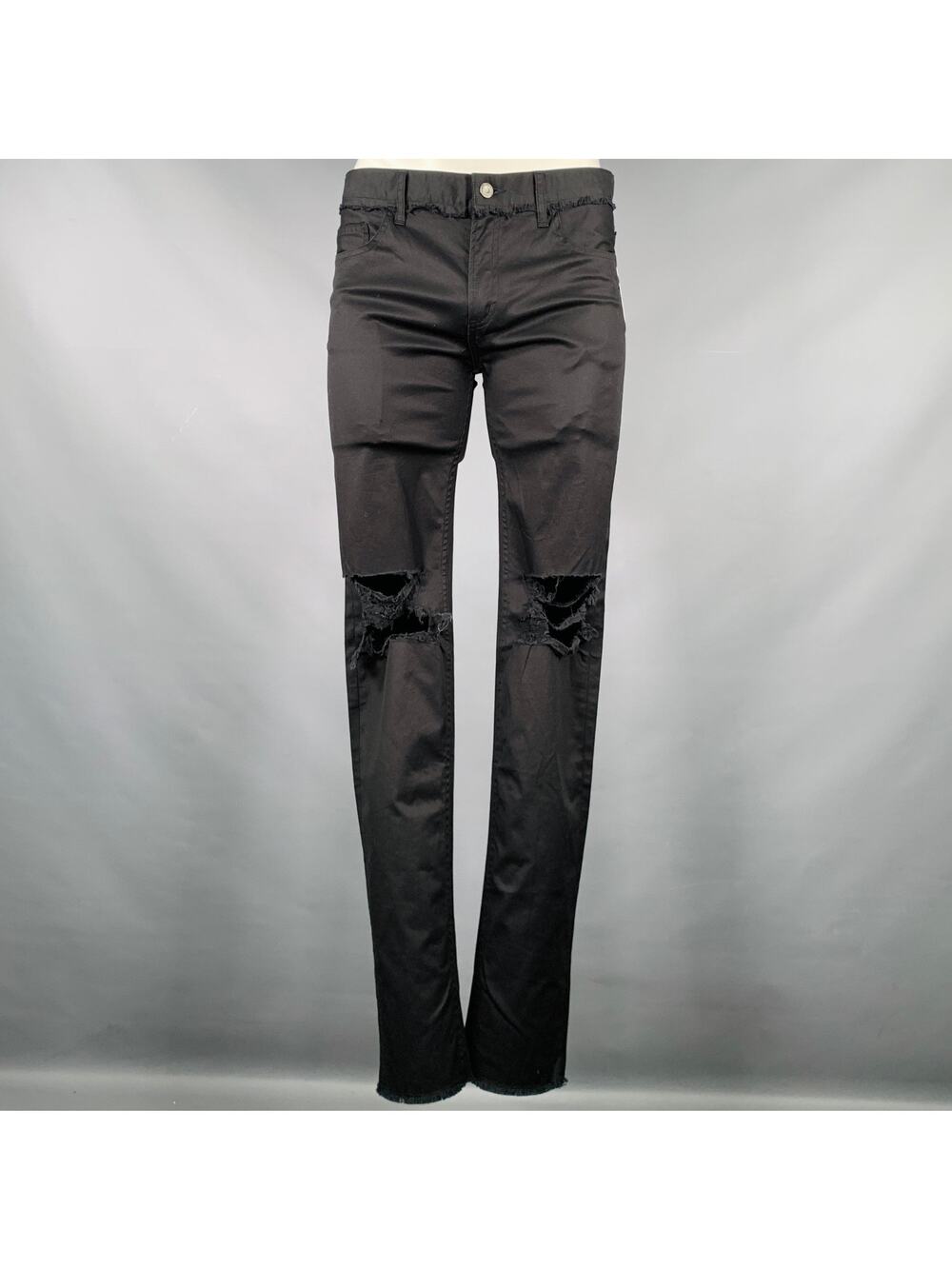 CHRISTIAN DADA Size 36 Black Distressed Cotton Zip Jeans